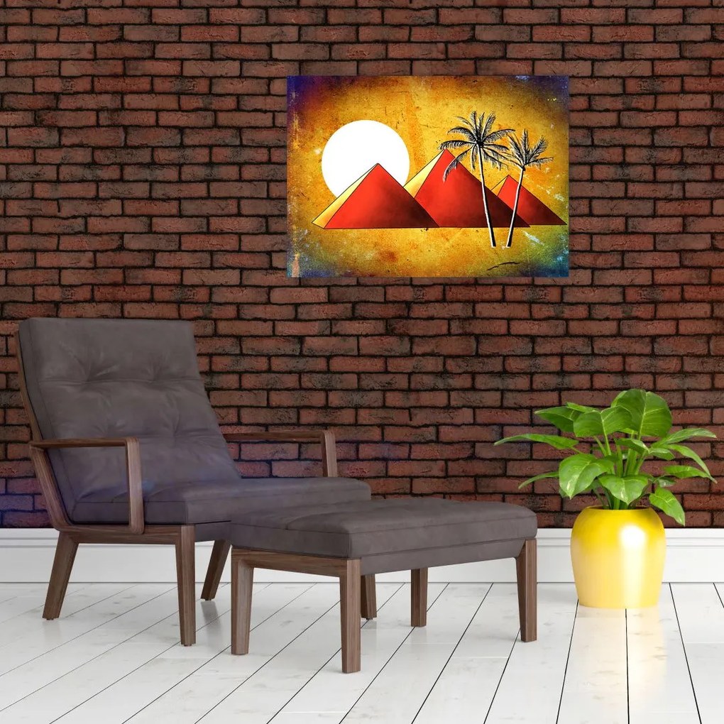 Obraz na szkle malowanych egipskich piramid (70x50 cm)