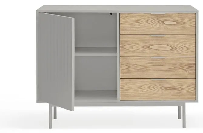 Szaro-naturalna niska komoda w dekorze dębu 108x80 cm Sierra – Teulat