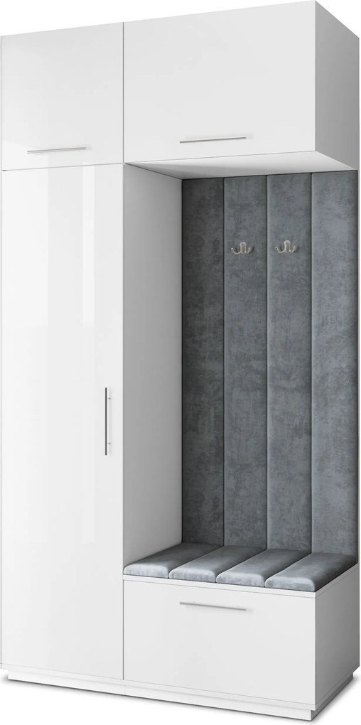 Masseno Garderoba REMA 120/240/60 cm Nowoczesna Szafa do Przedpokoju Biała, MONOLITH 85 (Szary)