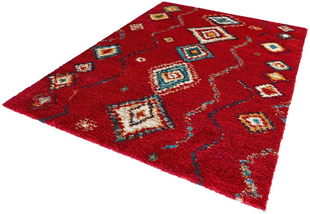 Dywan shaggy Nomadic Etno czerwony 80 cm x 150 cm