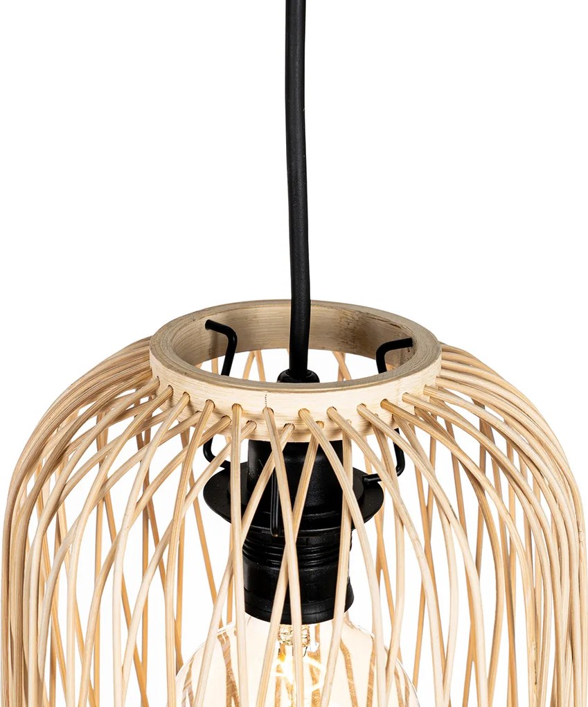 Inteligentna lampa wisząca zewnętrzna z rattanu 3-światłowa w tym LED - Calamus