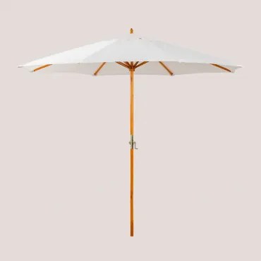 Parasol Ø290 Cm Z Tkaniny I Drewna Cretas Gardenia Biel - Sklum