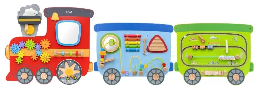 Viga drewniana tablica sensoryczna-manipulacyjna edu pociąg