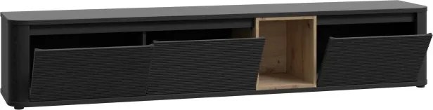 Szafka RTV Breathtaker 220 cm, dąb Cabezone/dąb Artisan/dąb Czarny
