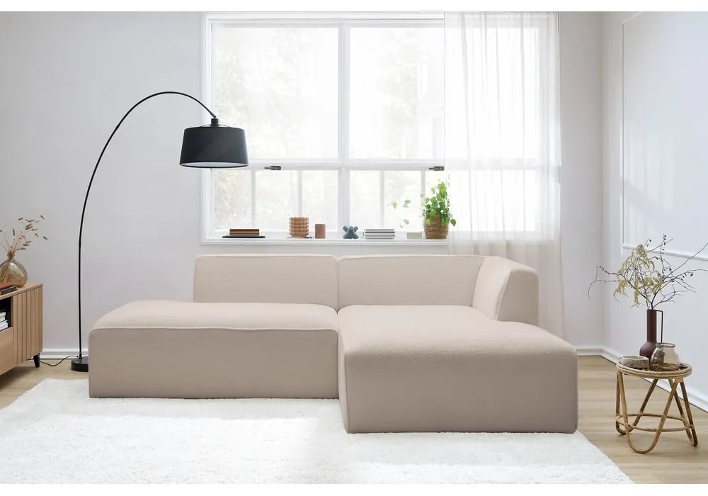 Beżowy narożnik modułowy z materiału bouclé (prawostronny/w kształcie litery L) Megeve – Bobochic Paris