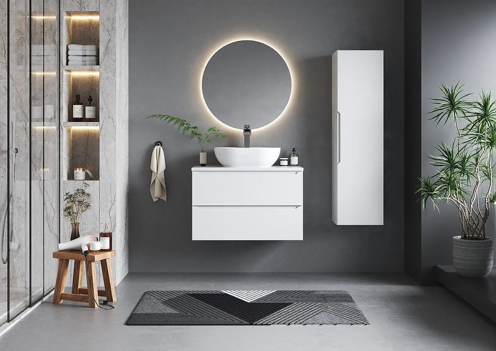 Biały Zestaw do Łazienki 80cm Szafka z Blatem Etna