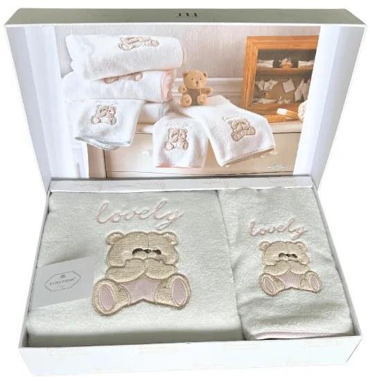 Podarunkowy zestaw ręczników dla dzieci LOVELY, 2 szt Różowy Zestaw (ręcznik 50x90cm, ręcznik 70x130cm)