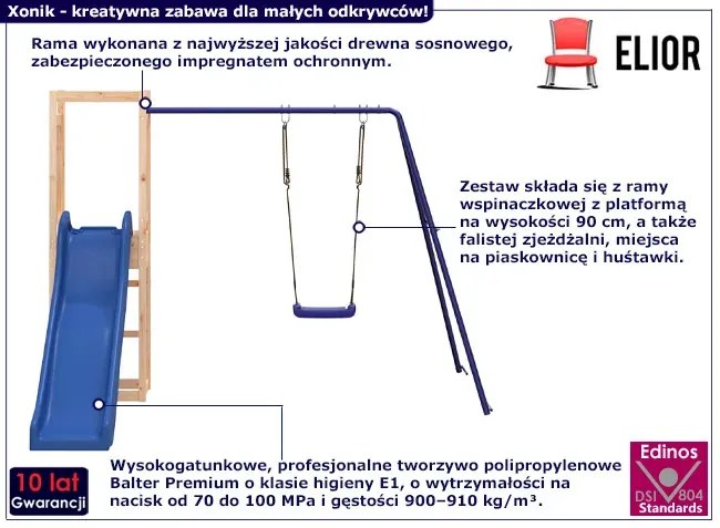 Ogrodowy plac zabaw ze zjeżdżalnią i huśtawką - Falso
