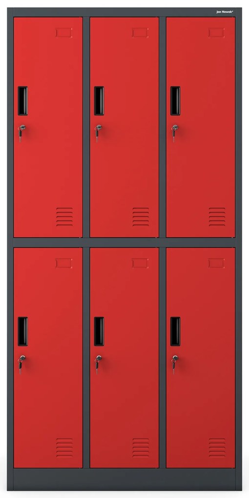 Szafka socjalna ubraniowa BHP 6-drzwiowa: IGOR, 900 x 1850 x 450 mm