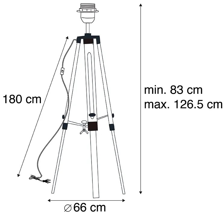 Lampa stojąca czarna bez klosza - Tripod