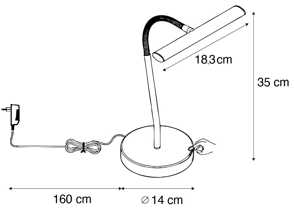 Lampa stołowa Art Deco czarna z LED - Tableau ArtDeco Oswietlenie wewnetrzne