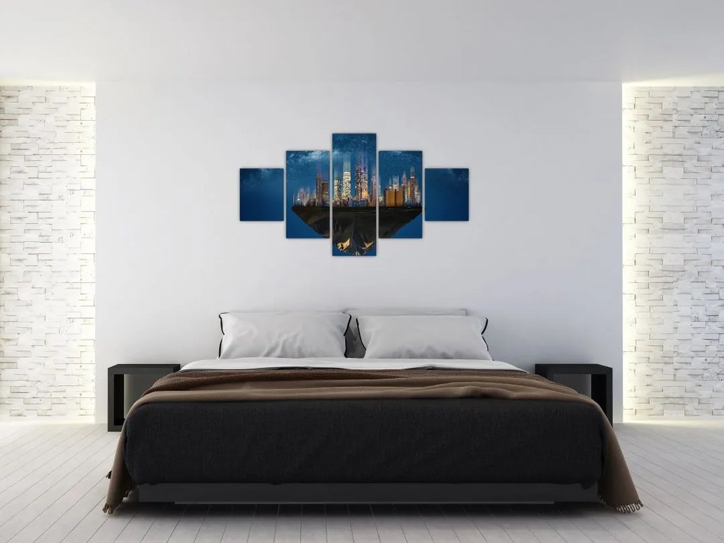 Obraz - Wielkie miasto unoszące się w kosmosie (125x70 cm)