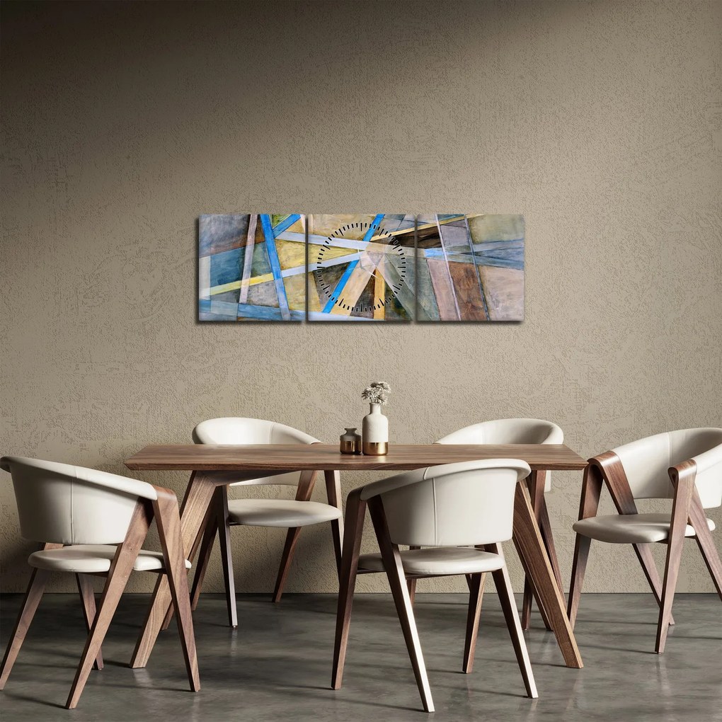 Obraz - Abstrakcja (z zegarem) (90x30 cm)