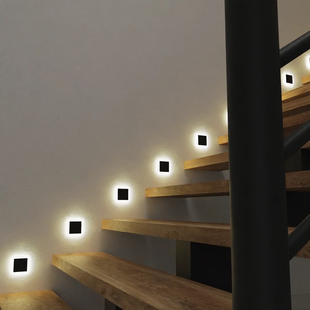 EVO BLACK czarna lampka schodowa Barwa Ciepła 3000K