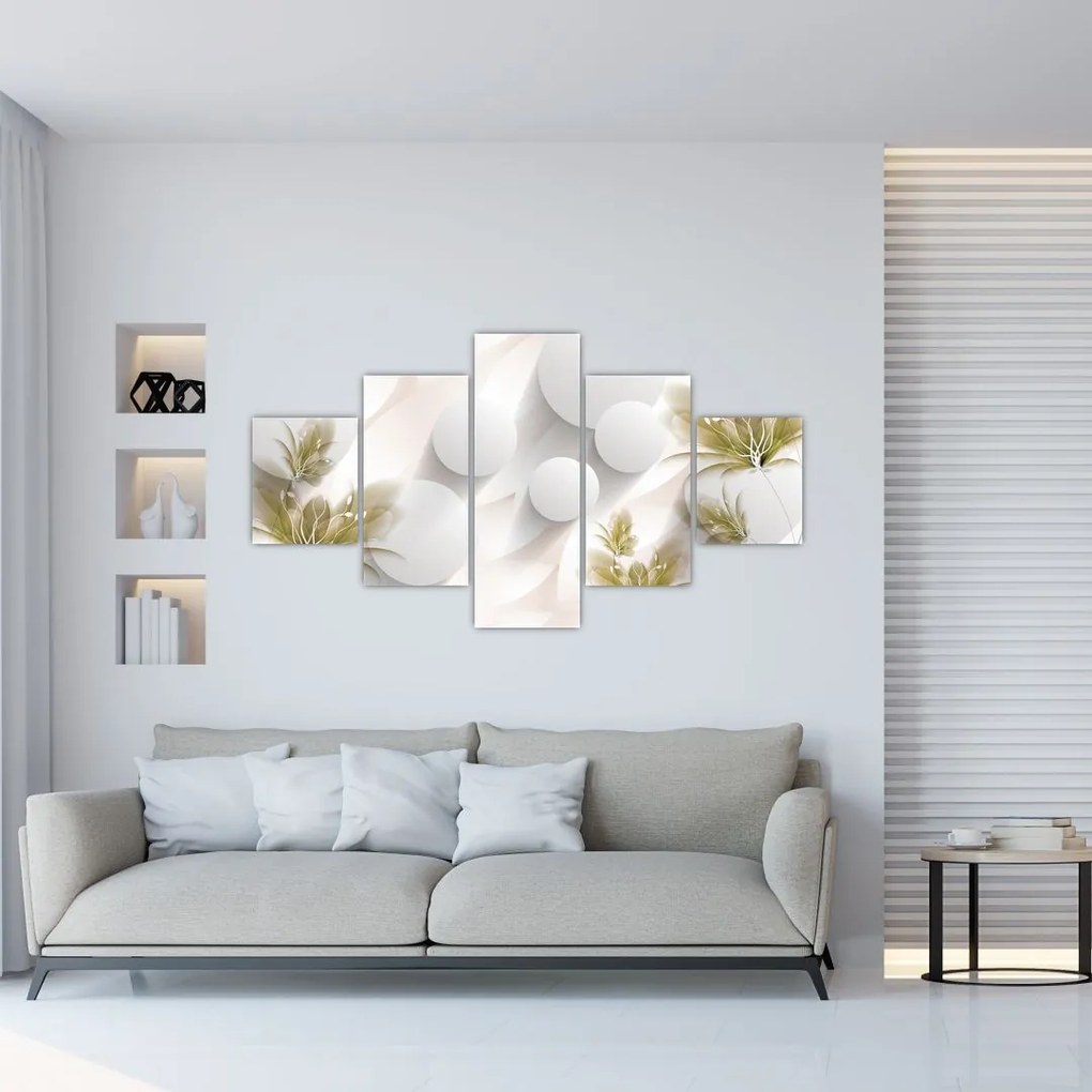 Obraz - 3D koła z kwiatami (125x70 cm)