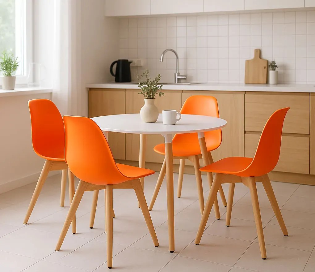 Pomarańczowe skandynawskie krzesło do stołu C8-T71