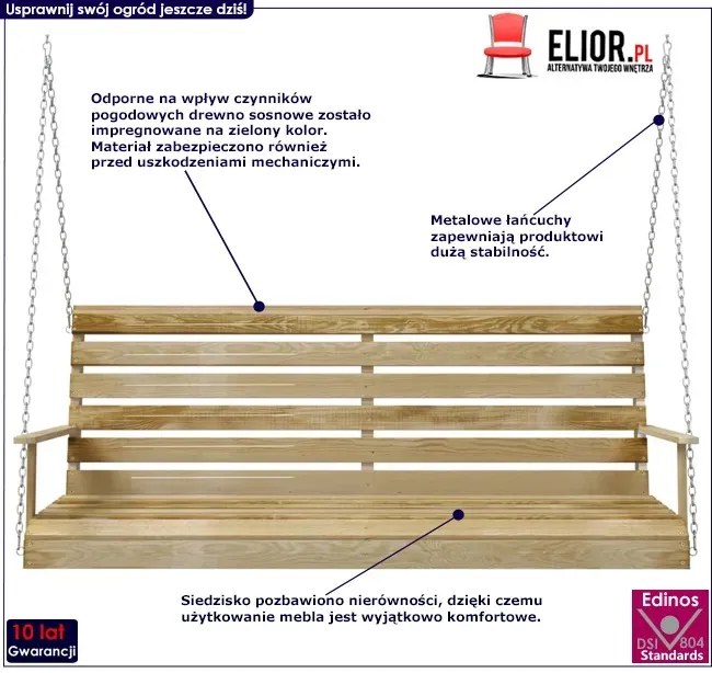 Drewniana Huśtawka Ogrodowa W1-N63