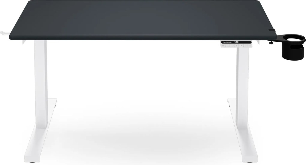 Biurko elektryczne z regulacją wysokości ergonomiczne biało-antracytowe,1200x600 mm: ARIA