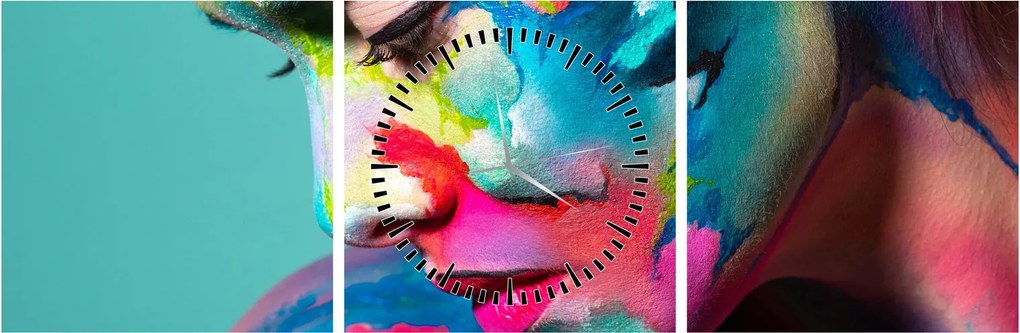 Obraz - Body art (z zegarem) (90x30 cm)