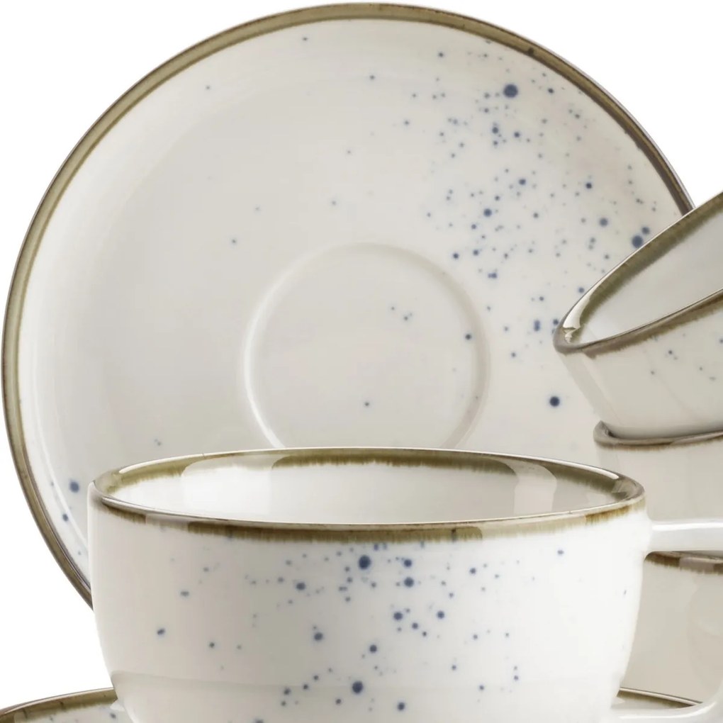 Mäser 8-częściowy zestaw filiżanek do kawy PintarWhite z niebieskimi kropkami