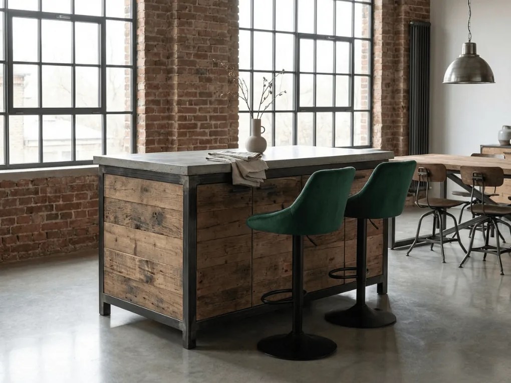 Zielone krzesło barowe KAST VELVET z czarną nogą