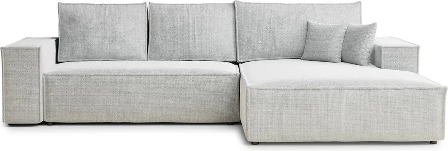 Jasnoszary rozkładany/ze schowkiem narożnik z tkaniny szenilowej (prawostronny/z szezlongiem) Maze – Maison de Rêve