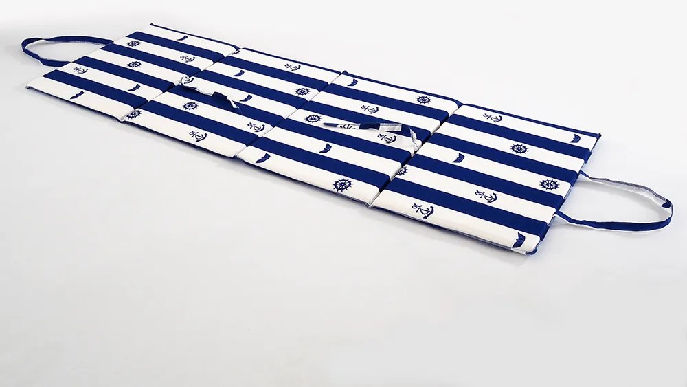 Leżak plażowy PASEK A KOTWICA 137x49 cm, niebiesko-biały