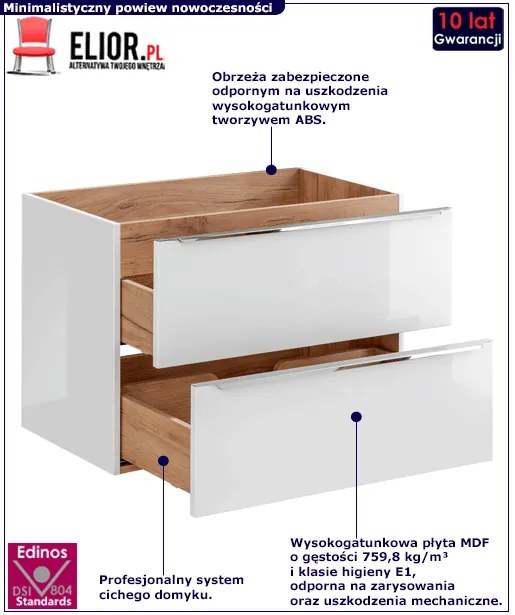 Podwieszana szafka łazienkowa z umywalką Biały połysk 80 cm B2-F42