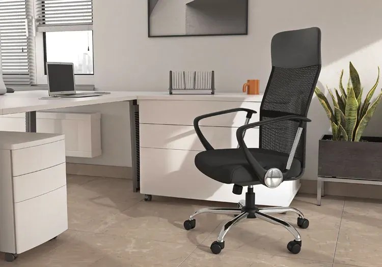 Obrotowy czarny biurowy fotel do komputera B1-B11