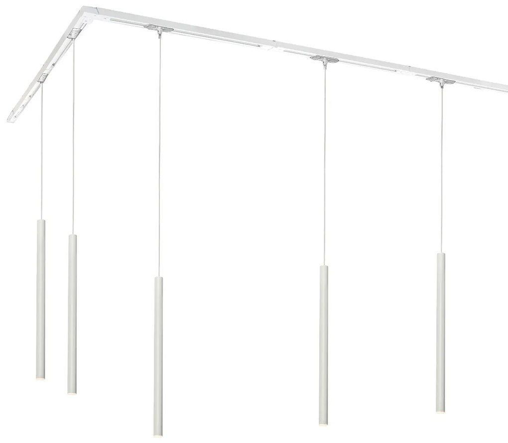 Nowoczesny system oświetlenia szynowego z 5 lampami wiszącymi biały 1-fazowy - Iconic Frini Nowoczesny Oswietlenie wewnetrzne