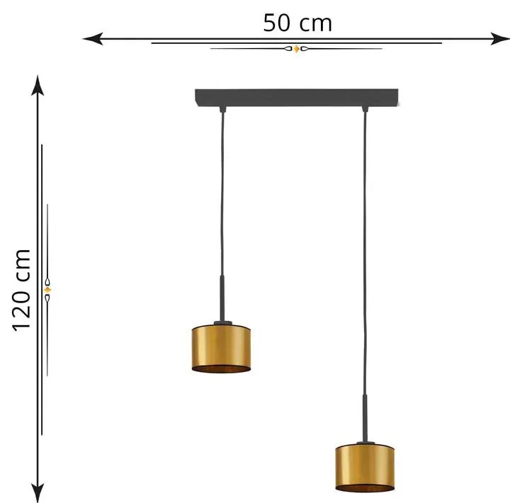 Złota podwójna lampa wisząca nad stół R7-H49