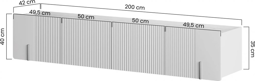 Szafka RTV Malmi 200 cm wisząca - kaszmir / czarny