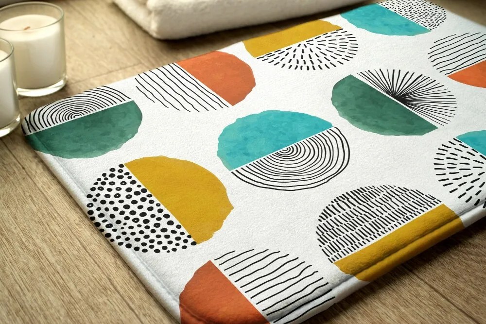 Dywanik antypoślizgowy do łazienki Dywanik antypoślizgowy do łazienki Kółka Linie