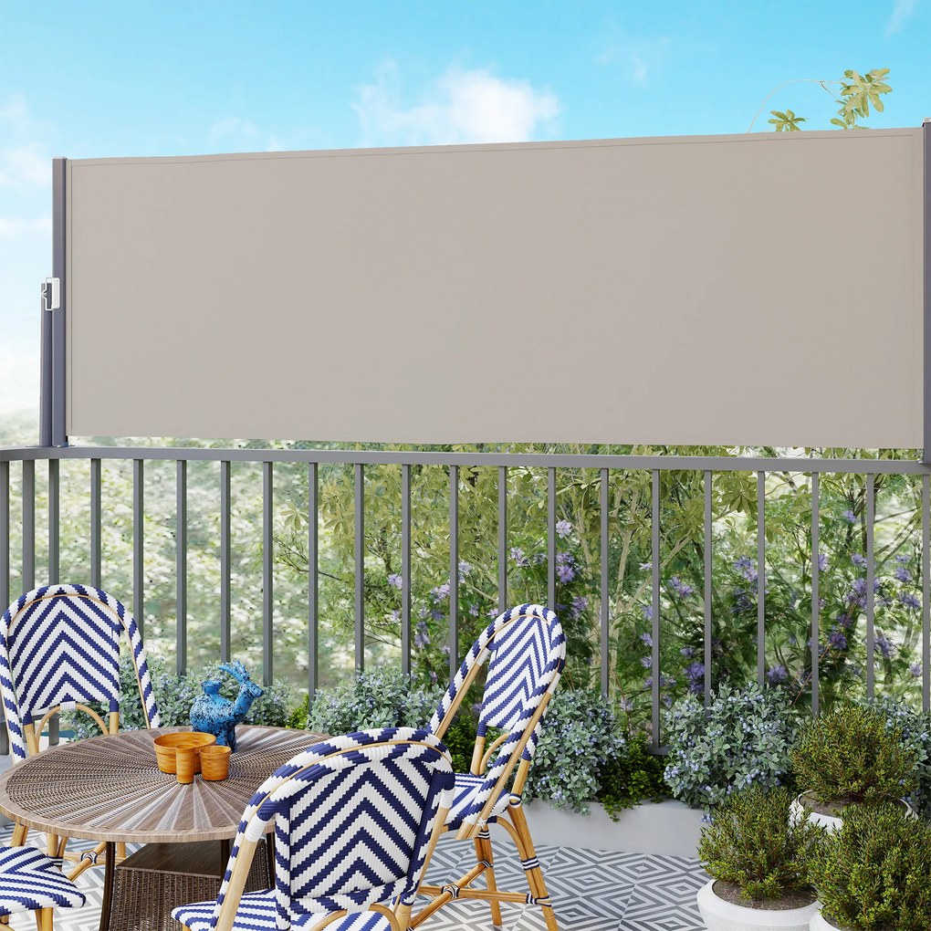 Outsunny Parawan boczny, rozsuwany, osłona, aluminium/poliester, 3 x 1 m, jasnoszary