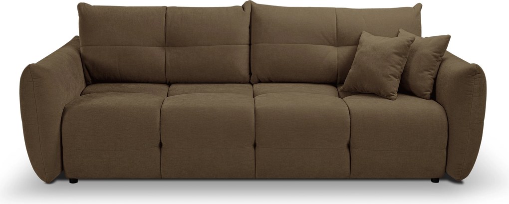 Masseno Sofa MODA z funkcją spania i pojemnikiem na pościel, Rozkładana sofa - Brązowy, WIND 22
