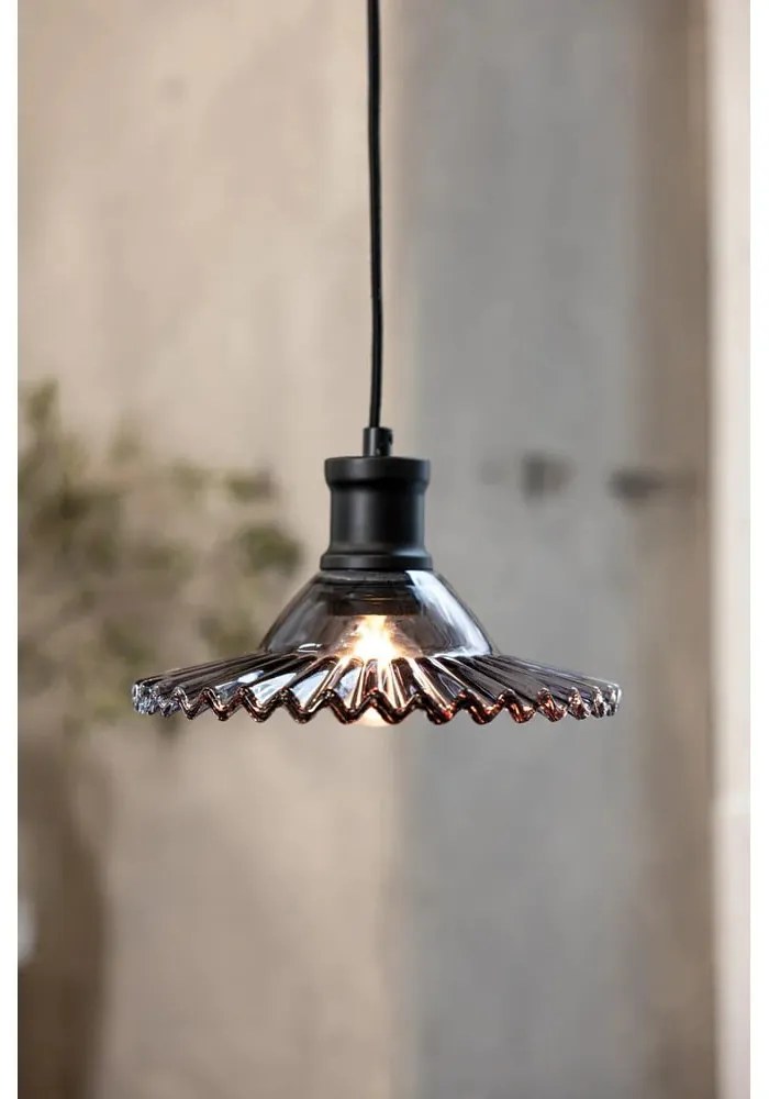 Czarna lampa wisząca ze szklanym kloszem ø 21,5 cm Novia – Markslöjd