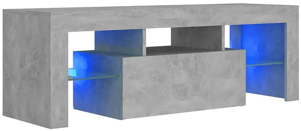 Szafka rtv ze szklanymi półkami i oświetleniem led szarość betonu Z0-F98