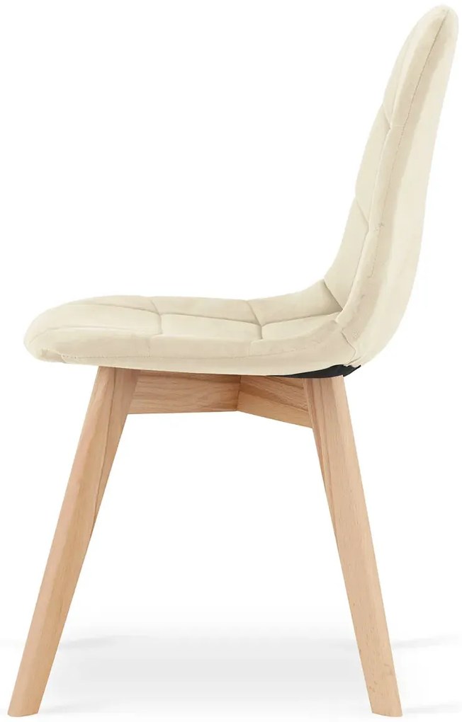 Beżowy zestaw 4 krzeseł tapicerowanych welurem K6-A20