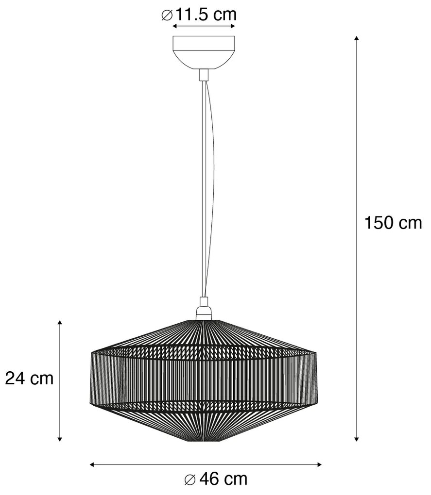 Japandi hanglamp bruin touw 46cm - SveaJapandi Oswietlenie wewnetrzne