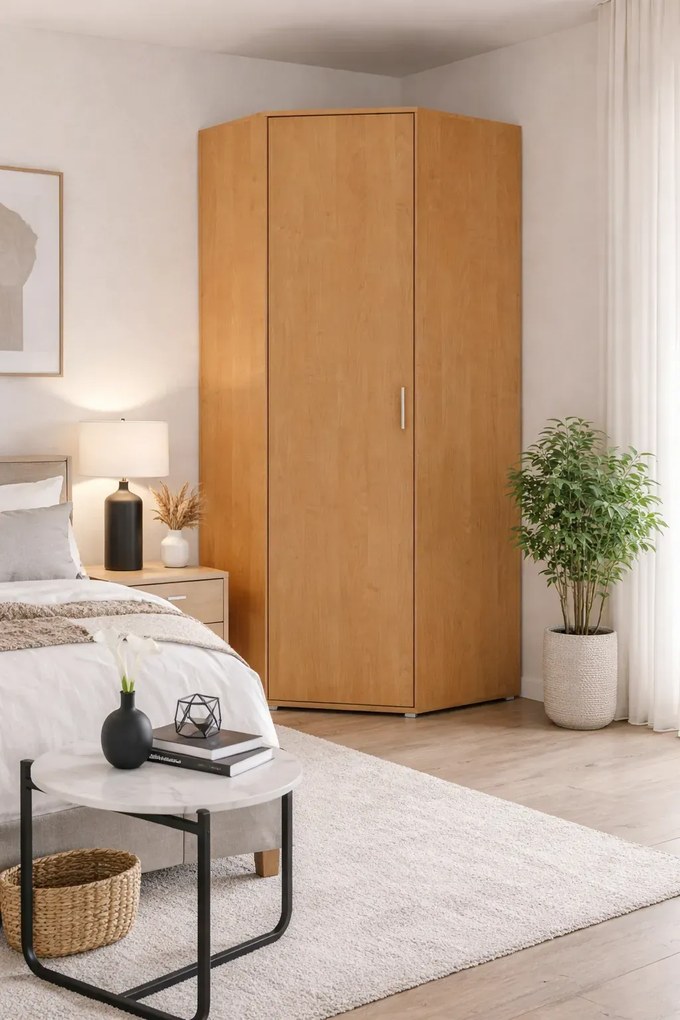 Szafa klasyczna narożna olcha z półkami D9-K86