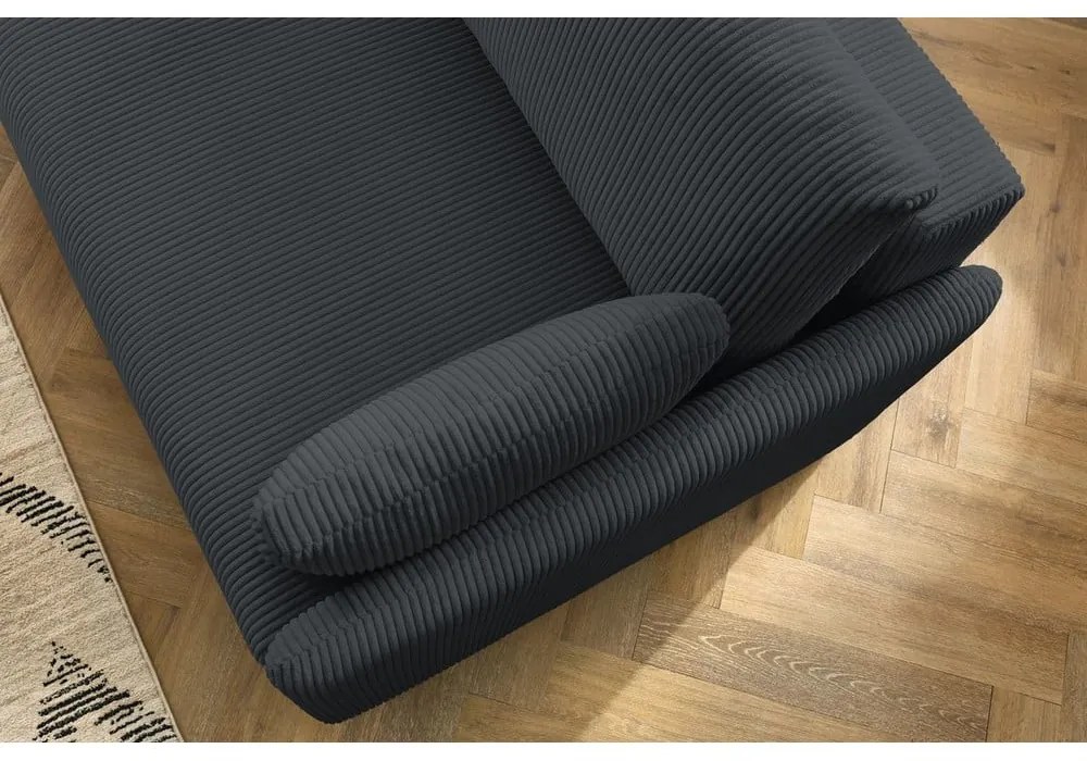 Ciemnoszara sztruksowa rozkładana sofa 211 cm Marcel – Bobochic Paris