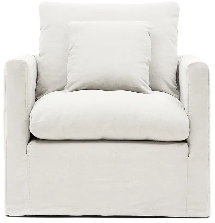 Biały lniany fotel Nora – Kave Home