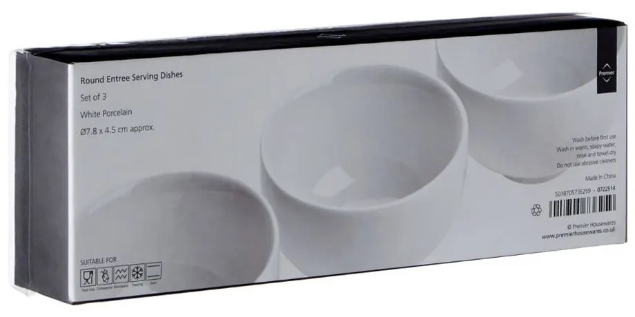 Białe porcelanowe miski do serwowania zestaw 3 szt. ø 8 cm Entree – Premier Housewares