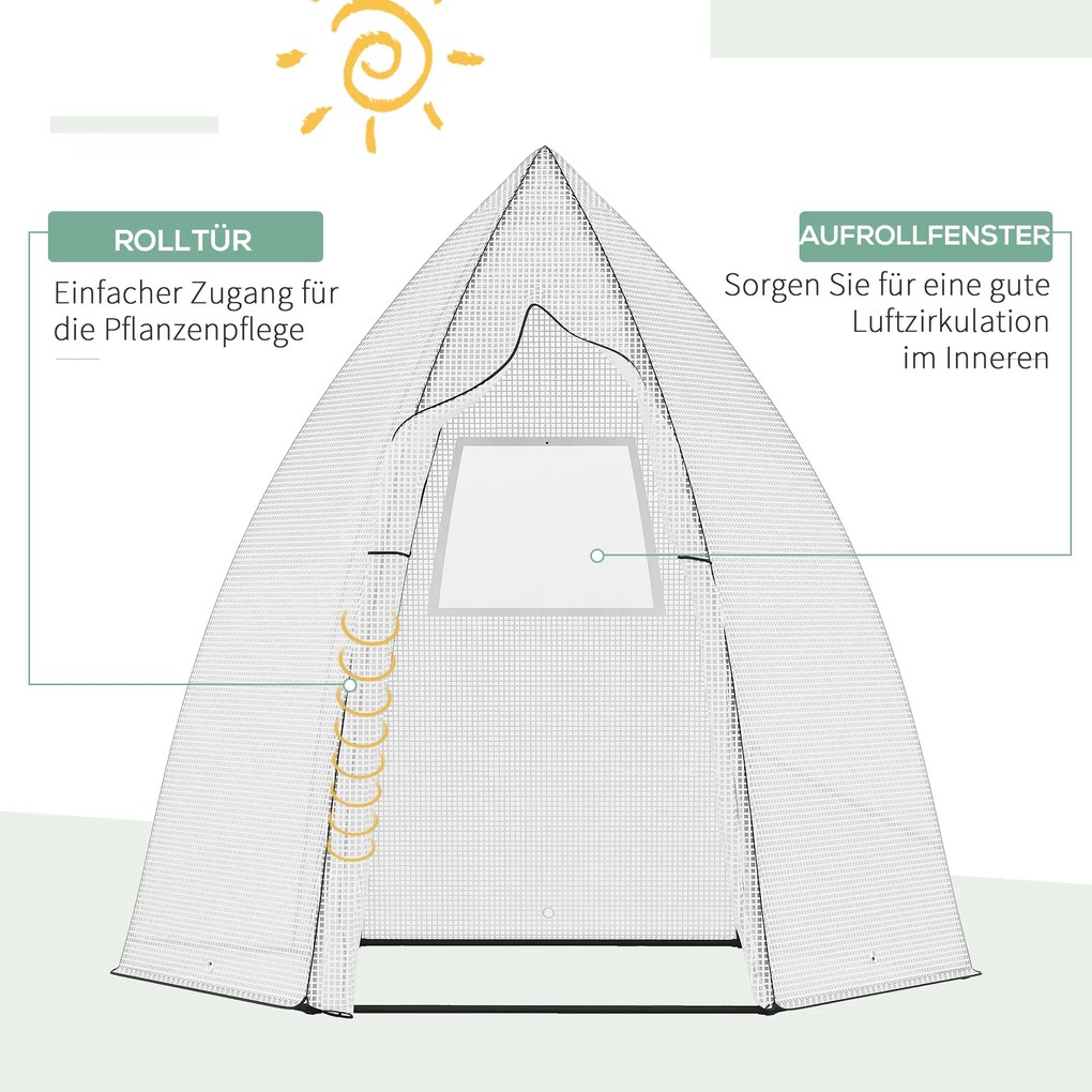 Outsunny Szklarnia Ochronna Przed Zimą, Miniszklarnia z Rolowanymi Drzwiami, Biała, 160 x 140 x 180 cm
