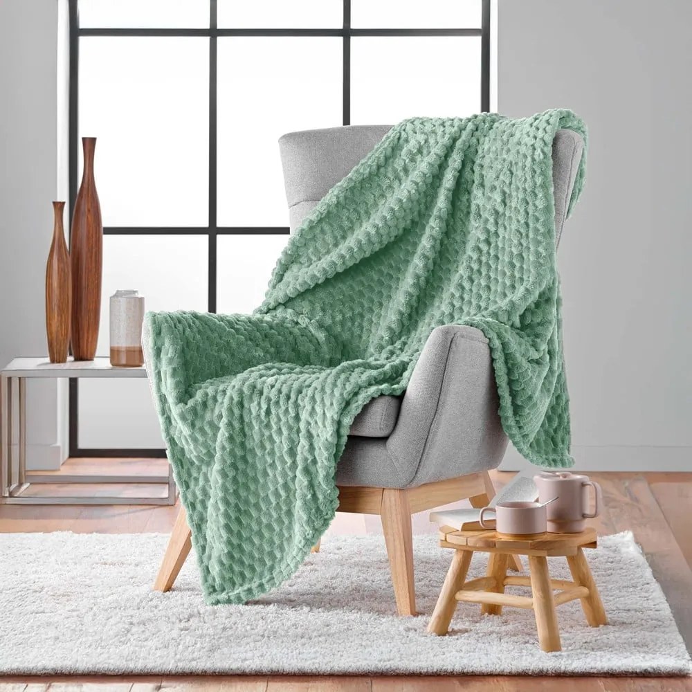 Jasnozielony koc z mikfroflaneli 125x150 cm Mini Frosty – douceur d'intérieur