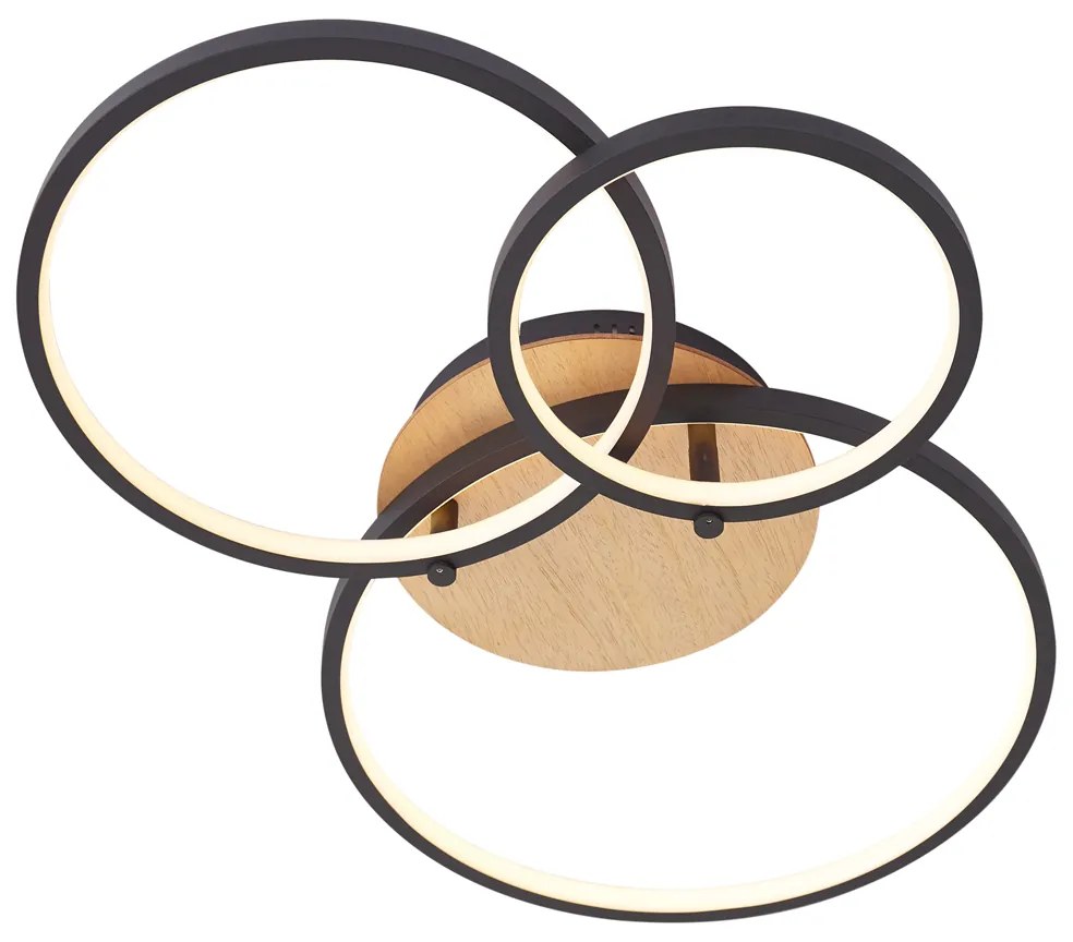 Nowoczesna lampa sufitowa drewniana z LED z 3-stopniową regulacją jasności 3-źródłowa - Rondas Nowoczesny Oswietlenie wewnetrzne