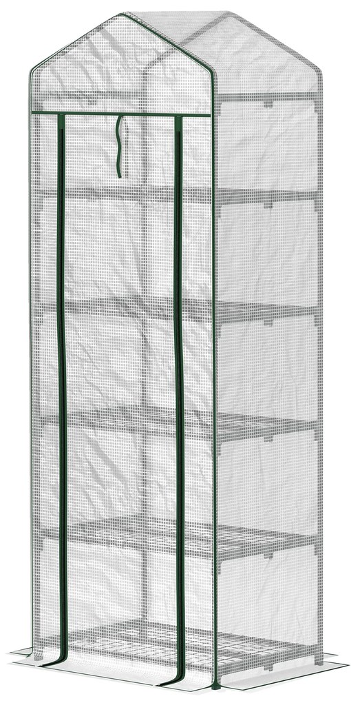 Outsunny Mini-szklarnia na kwiaty lub warzywa, stal, plastik, 69 dł. x 49 szer. x 193 wys. cm, Biała