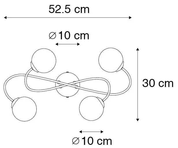 Nowoczesna lampa sufitowa złota 4-punktowa z dymionym szkłem - Athens