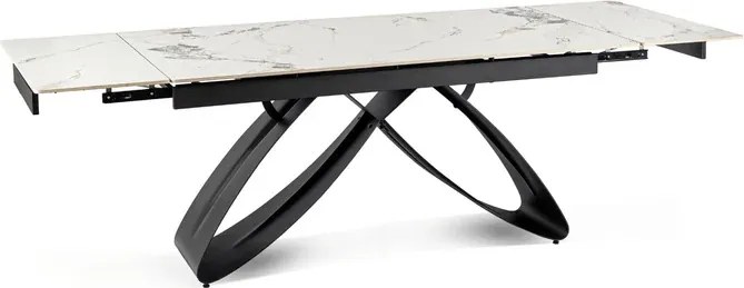 Stół Rozkładany Prostokątny LUIGI 160-240 cm Ceramiczny Biały Marmur/Czarny do Jadalni Loft