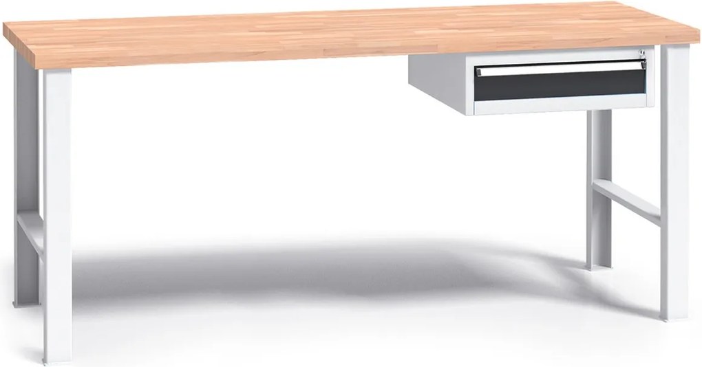 Profesjonalny stół warsztatowy G3 z drewnianym blatem roboczym, 1700 mm, 1x 1 szufladowy kontener, grafitowy